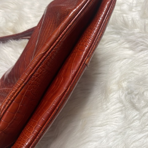 Donna Dixon genuine leather brown rust crocodile print handbag vintage - Picture 4 of 9